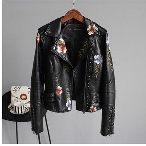 BLANK NYC faux leather embroidered jacket